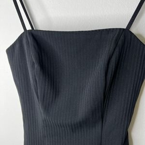 Y2K Vintage Striped Fitted Sleeveless Black Cami Strappy Size 2
